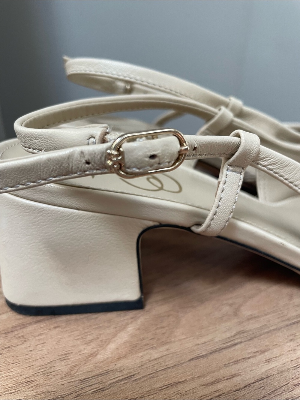 Sam Edelman “Tara” Cream and Black Slingback Block Heels - Picture 5 of 8